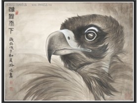 郑路迅工笔鹰《雄视天下》