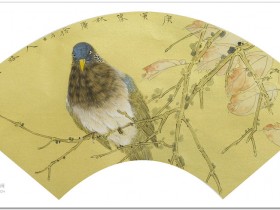 郑路迅工笔《红叶斑鸠》