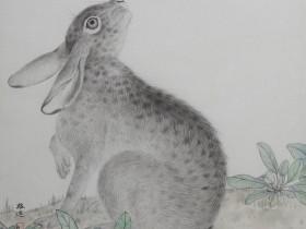 郑路迅意临宋崔白双喜图之-玉兔