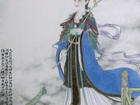 郑路迅工笔人物《芙蓉向脸两边开》