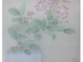 郑路迅工笔《紫薇花开蝶舞翩翩》