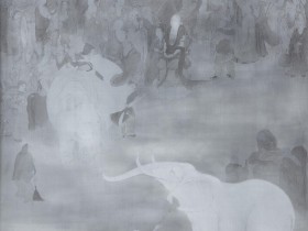 郑路迅工笔大象《洗相》