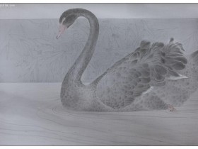 郑路迅工笔《野草青青湖水平》