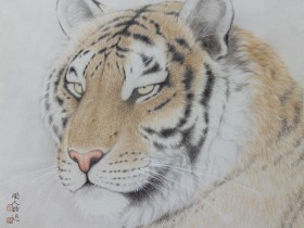 郑路迅工笔老虎《有福图》