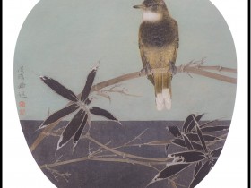 郑路迅工笔花鸟执扇《西窗下》之一