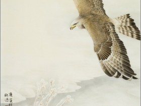 郑路迅工笔鹰《雪原骄影》