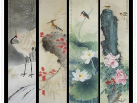 郑路迅工笔《春夏秋冬四条屏》