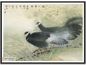 郑路迅工笔《秋山双禽》