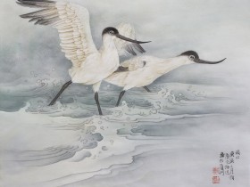 郑路迅工笔《晴过汀洲拂浅青》