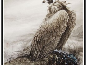 郑路迅工笔鹰《一览众山小》