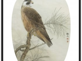 郑路迅工笔鹰《峭枝头》