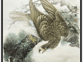 郑路迅工笔鹰《回首》