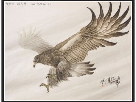 郑路迅工笔鹰《喝杀三声掠地来》