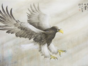 郑路迅工笔鹰《扬翼九霄》