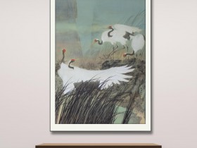 郑路迅工笔鹤《丹砂作顶白玉衣 》