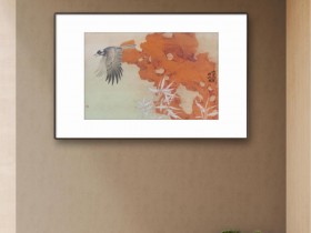 郑路迅工笔《木叶动秋声》(红石头白竹子)