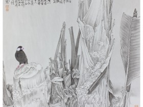 郑路迅工笔《 蕉林清韵》