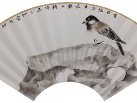 郑路迅工笔扇面《晨曦初露》