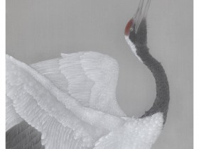 郑路迅工笔鹤《愿伴风云上九霄》