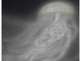 郑路迅工笔水母《暗光浮影》