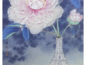 工笔牡丹《青瓶粉芍蝶翩跹 》