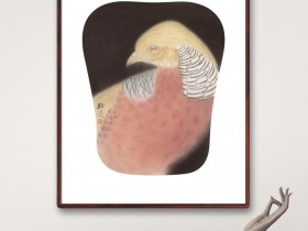 郑路迅工笔锦鸡《金绯幽瞩》