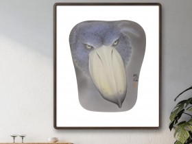 郑路迅工笔鲸头鹳《幽禽静穆》