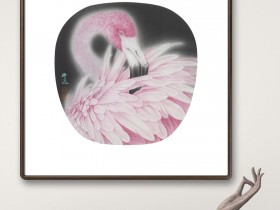 郑路迅工笔火烈鸟《火舞倾城》